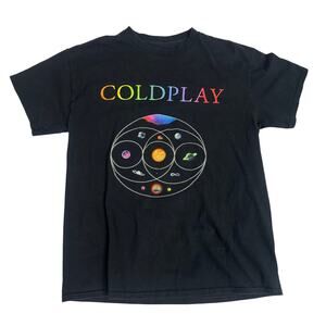 Coldplay Medium 2022 Music of the Spheres Black Concert Crewneck Cotton Tee